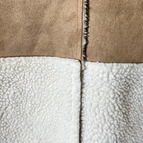 Dor Dor Couture Sherpa Faux Suede Two Tone Snap Front Cardigan Coat Large - Picture 9 of 11